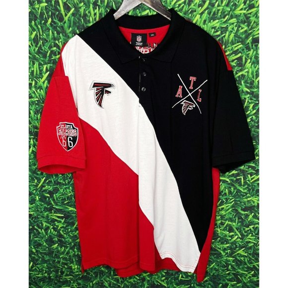 Atlanta Falcons ATL NFL Men’s 2XL Black White Red Short Sleeve Polo Shirt - Picture 2 of 4